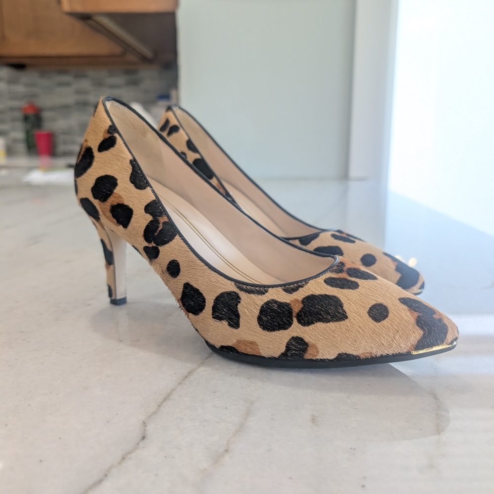 Cole Haan Leopard Print Pony Hair Pumps in Tan and Black